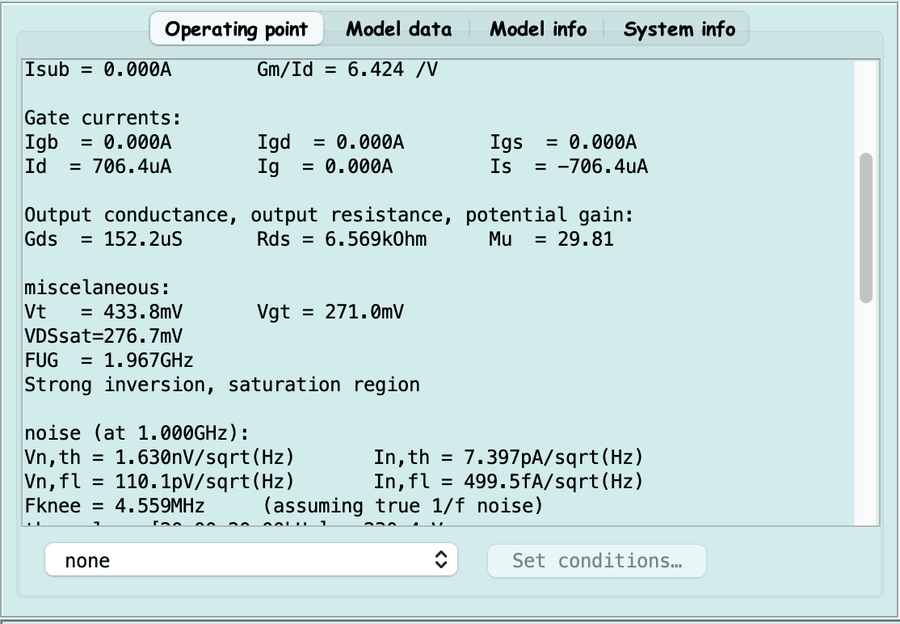 The ProMOST operating point pane with its four tabs
